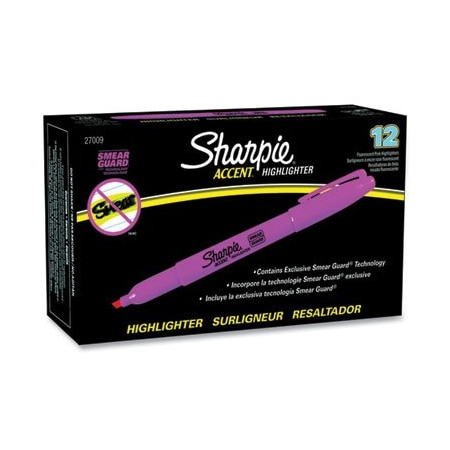 Sanford Sharpie, POCKET STYLE HIGHLIGHTERS, CHISEL TIP, FLUORESCENT PINK, DOZEN 27009